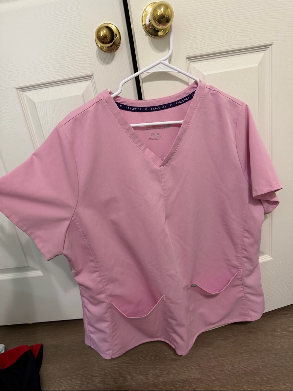 Fabletics Women's V-Neck Pink Scrub Top and Jogger Set